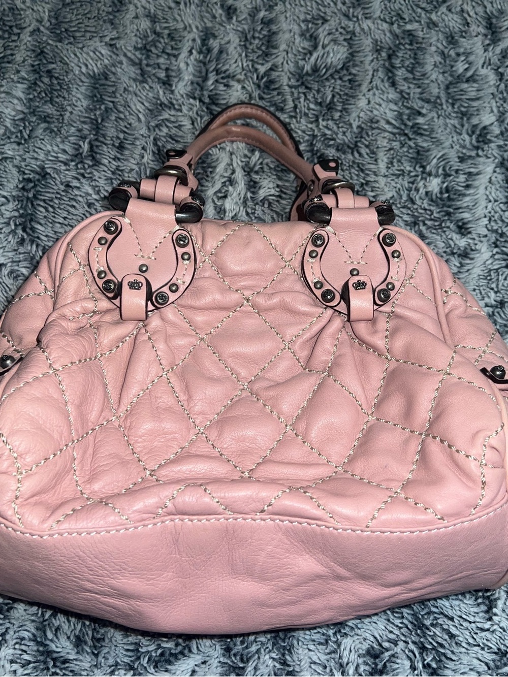 Juicy Couture Vintage Blush Pink Leather Bowling Doctor Style Bag Purse - Picture 4 of 13
